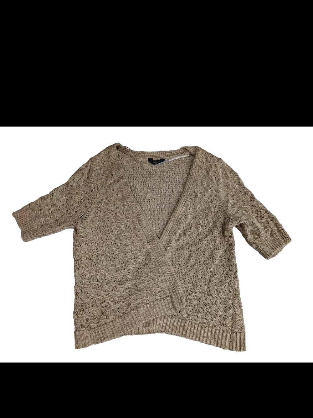 Denver Hayes Taupe Knit Wrap Sweater